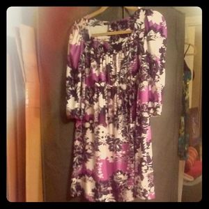 Short sleeve classic A-frame dress purple and navy